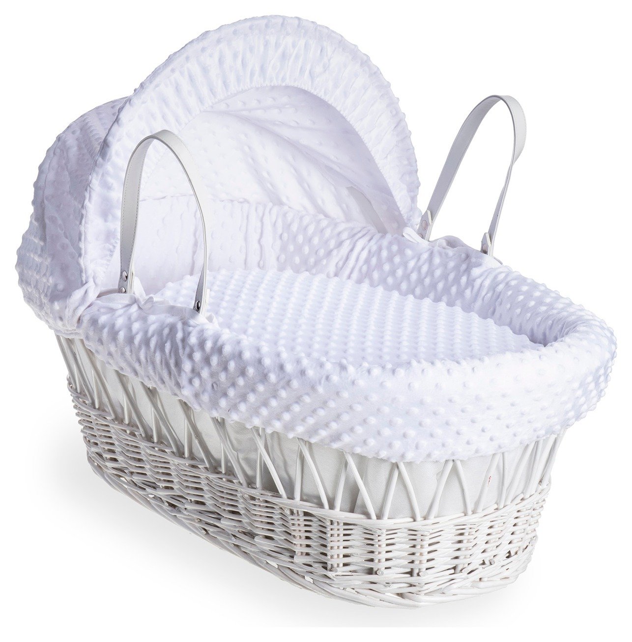 Clair de Lune White Dimple Moses Basket With Rocking Stand