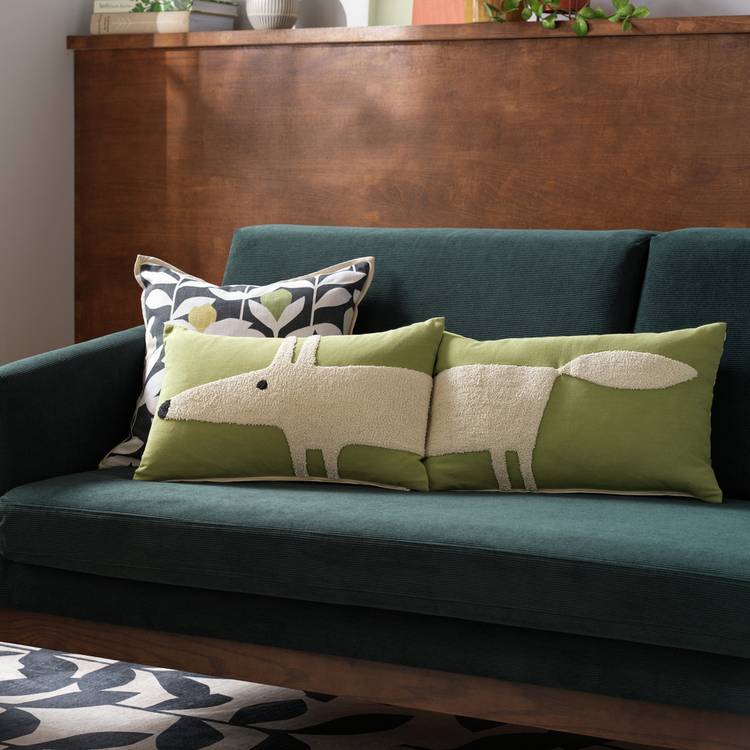Habitat x Scion Mr Fox Cushions 2 Pack Green & White-30x60cm 0