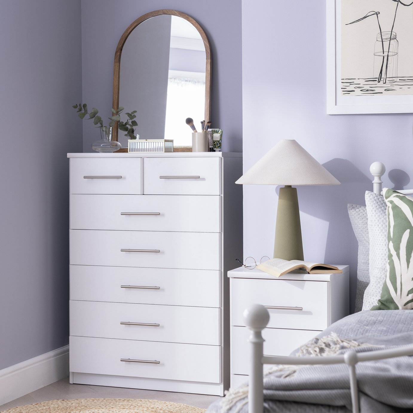 Argos Home Normandy 5 2 Drawer Chest of Drawers - White