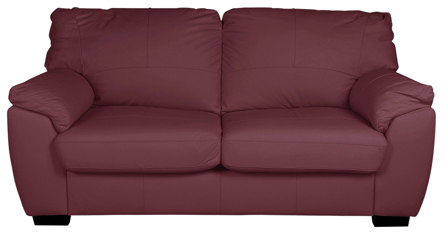 Argos Home Milano 2 Seater Leather Sofa Bed - Burgundy (3435957