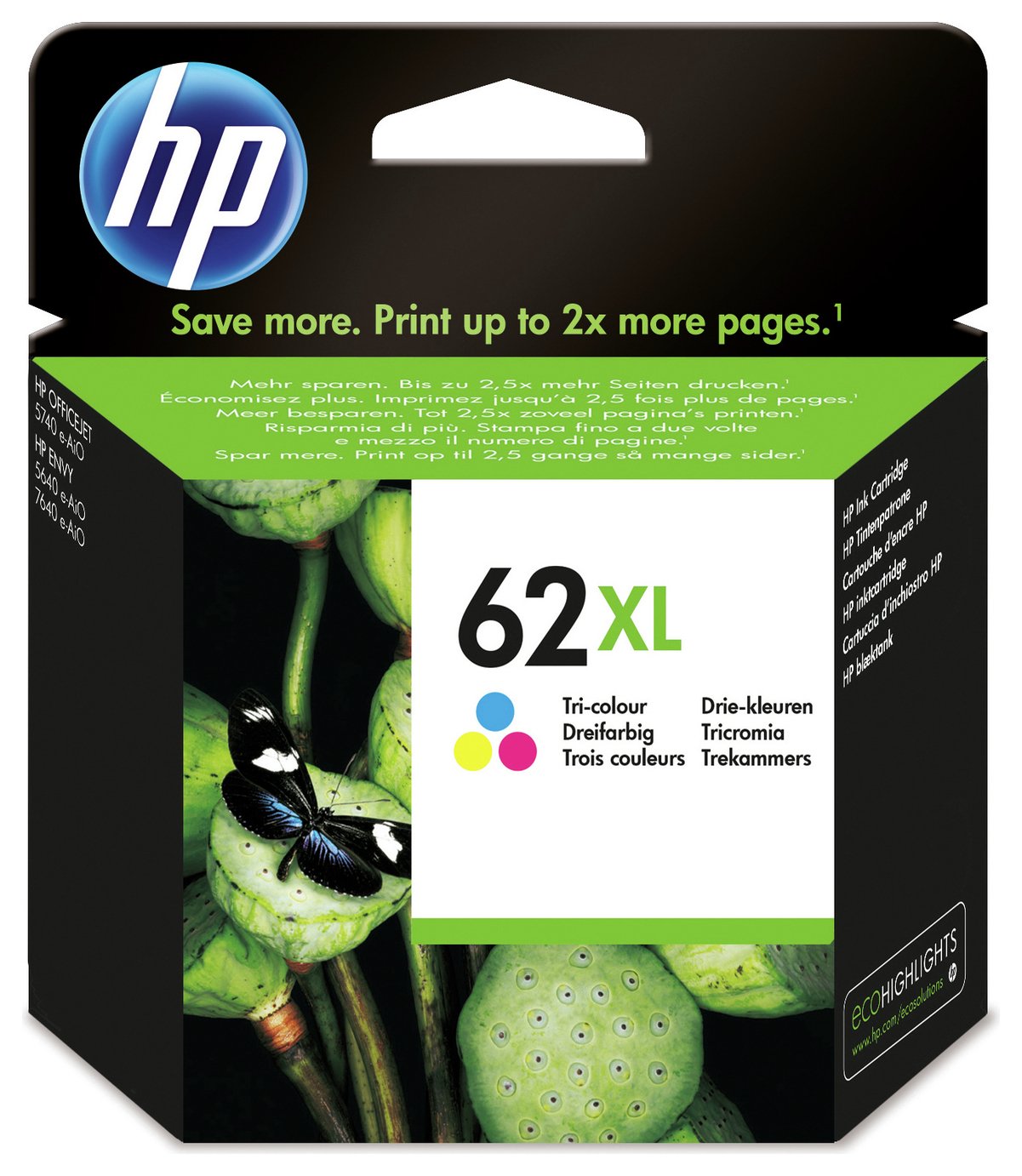HP 62 C2P07AE XL High Yield Tri-Colour Ink Cartridge