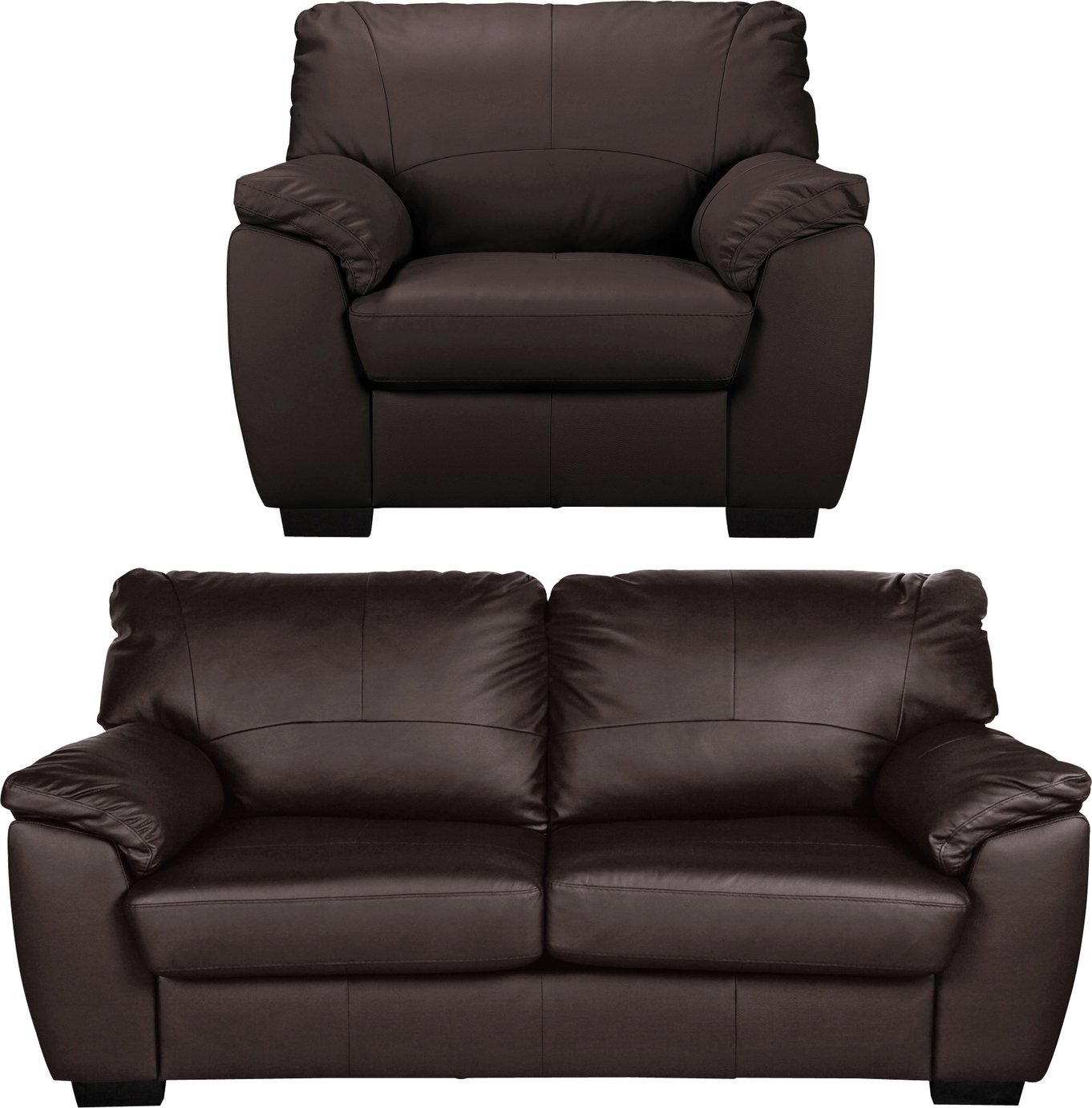 Argos Home Milano Leather Chair & 3 Seater Sofa - Chocolate