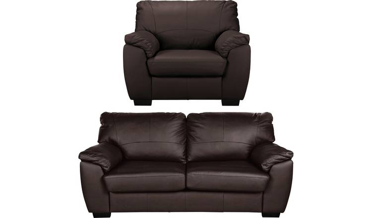 Buy Argos Home Milano Leather Chair & 3 Seater Sofa - Chocolate | Sofa