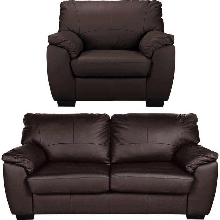 Argos Home Milano Leather Chair & 3 Seater Sofa - Chocolate 0
