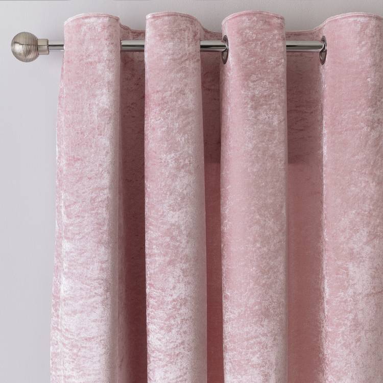 Argos Home Crushed Velvet Fully Lined Eyelet Curtains -Blush 0