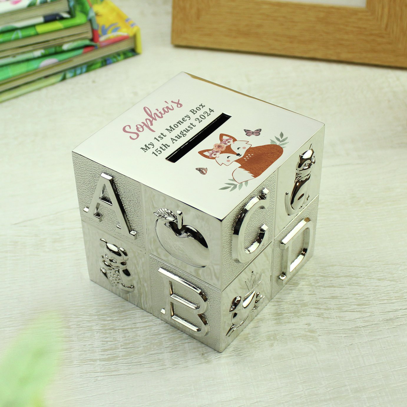 Buy Personalised Message Fox ABC Metal Money Box | Money boxes and