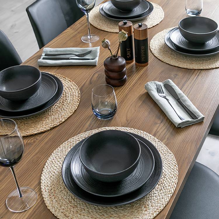 Habitat Textured Ripple 12 Piece Stoneware Dinner Set- Black 0