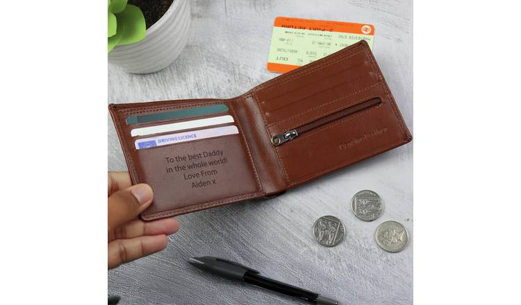 Buy Personalised Message Tan Leather Wallet Argos