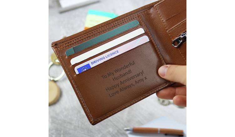 Buy Personalised Message Tan Leather Wallet Personalised gifts