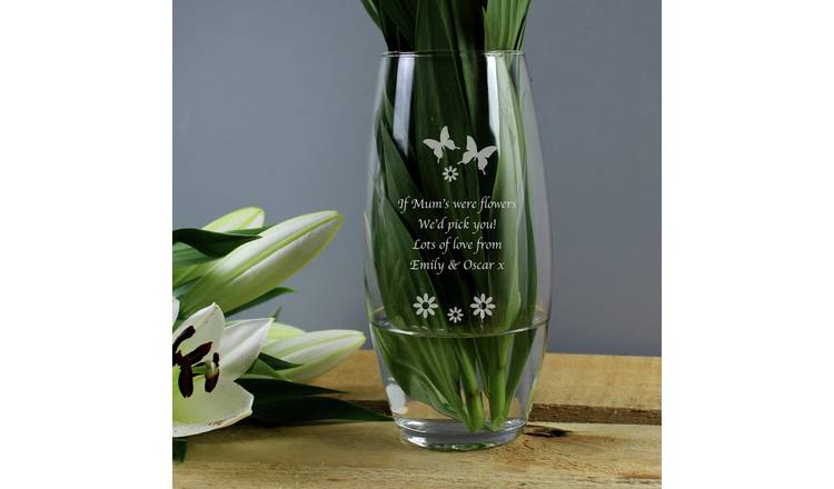 Personalised Message Butterflies And Flowers Bullet Vase