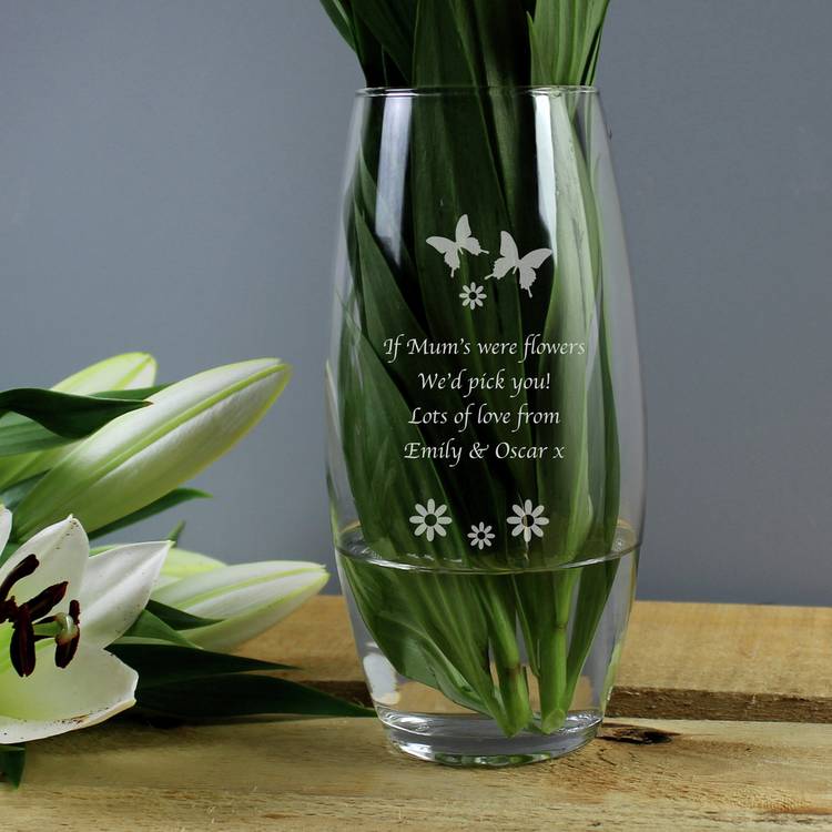 Personalised Message Butterflies And Flowers Bullet Vase 0