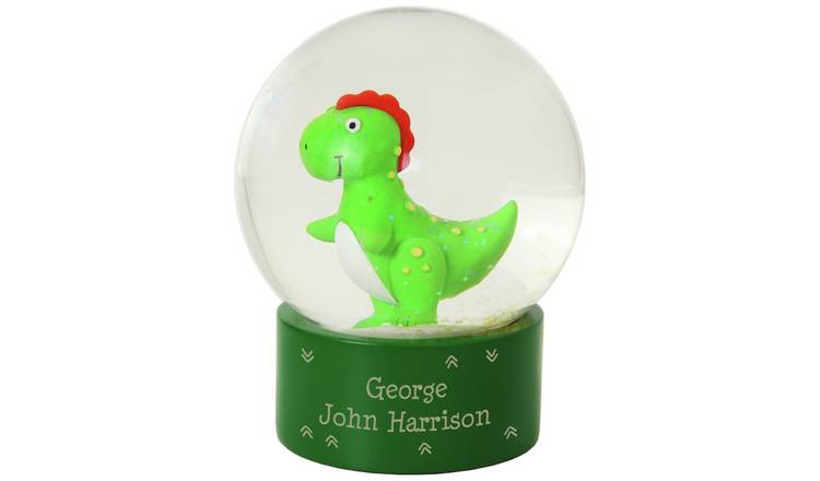 Personalised Message Dinosaur Glitter Snow Globe