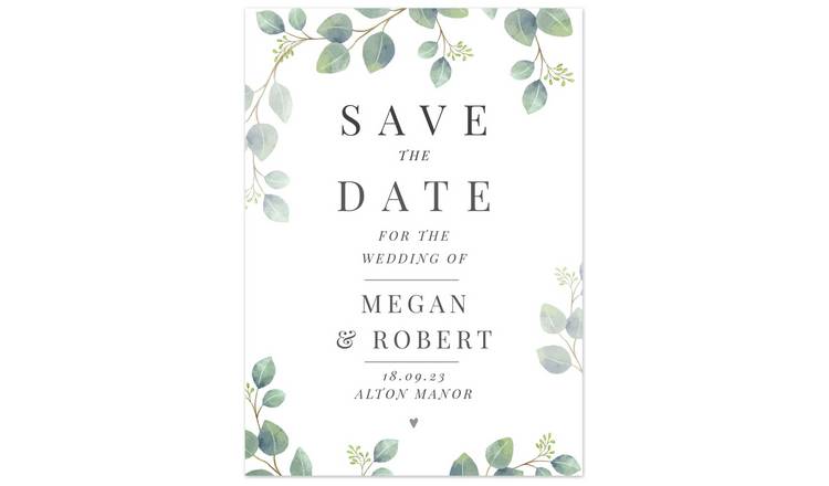 Personalised Message Botanical Wedding Save The Dates Cards