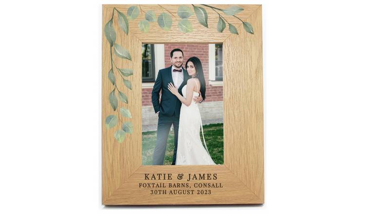 Personalised Message Wooden Photo Frame- Oak Effect- 21x16cm