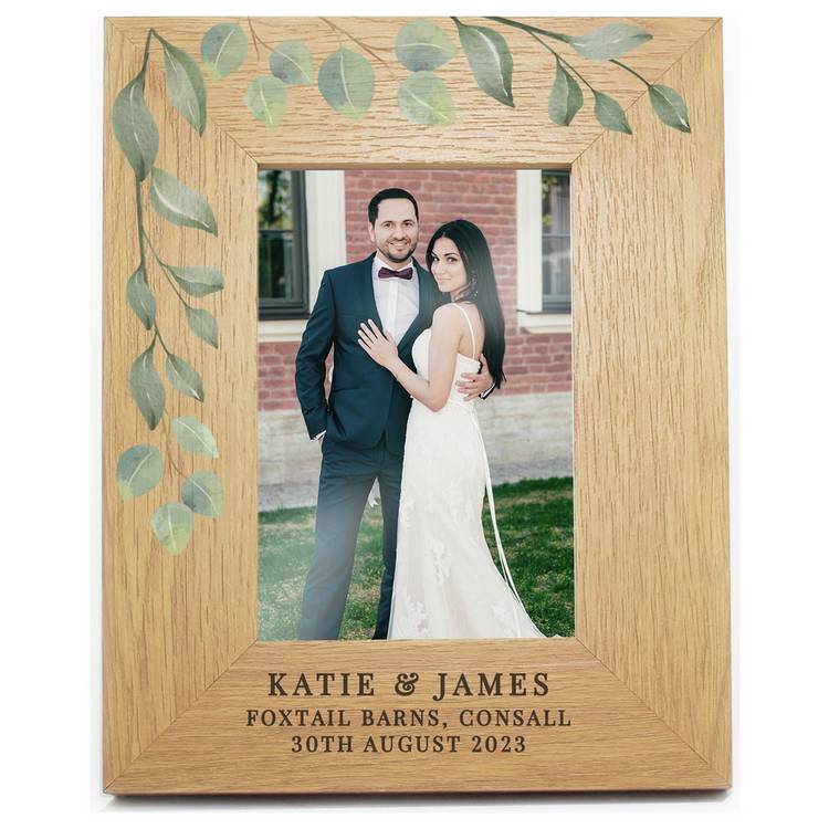 Personalised Message Wooden Photo Frame- Oak Effect- 21x16cm 0