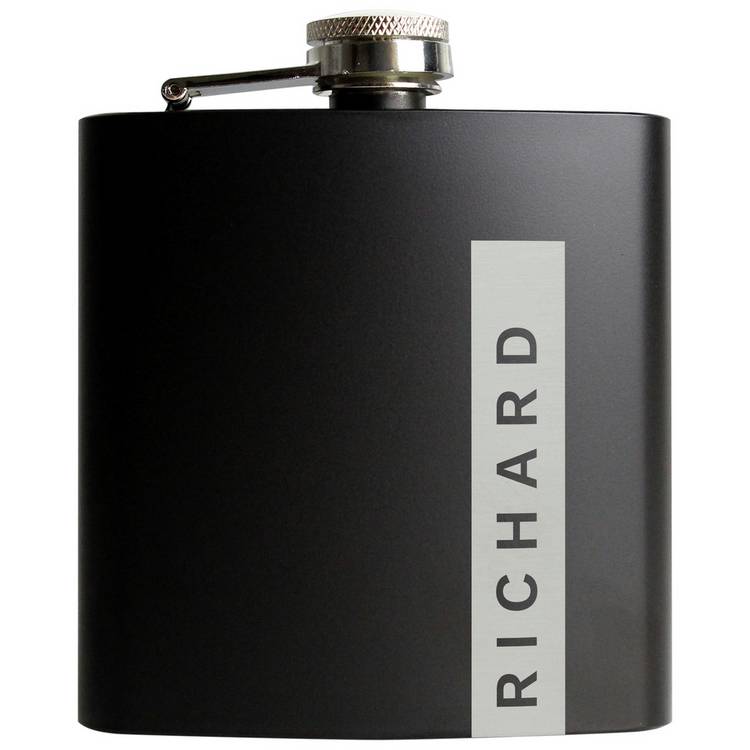 Personalised Message Name Only Black Hip Flask - 170ml 0