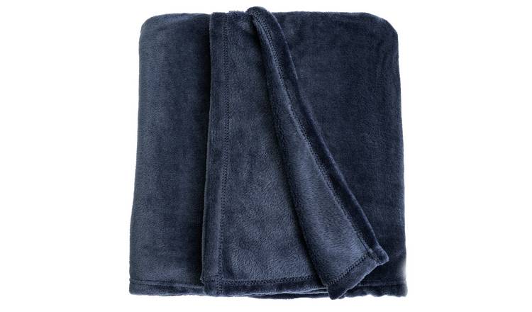 Buy Argos Home Fleece Throw Navy 125X150cm Blankets and