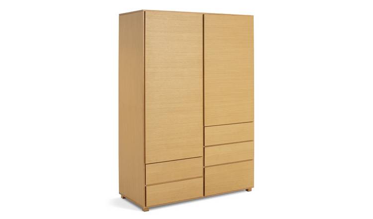 Habitat 60 Hana 2 Door 5 Drawer Wardrobe - Oak