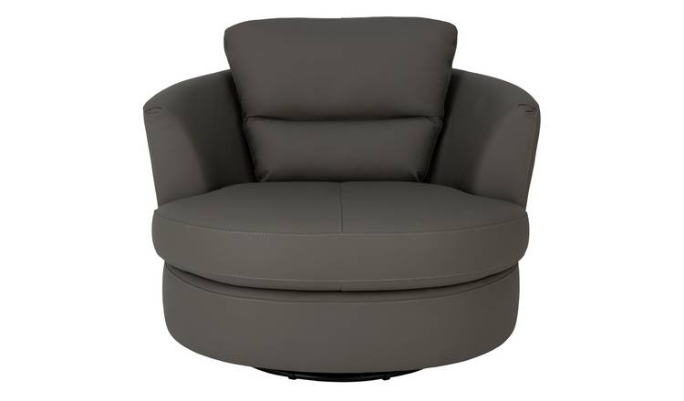 Buy Argos Home New Trieste Leather Mix Swivel Chair - Grey | Armchairs