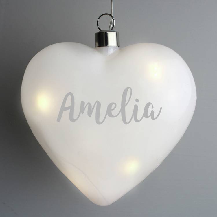 Personalised Message Name Only LED Glass Heart Decoration 0