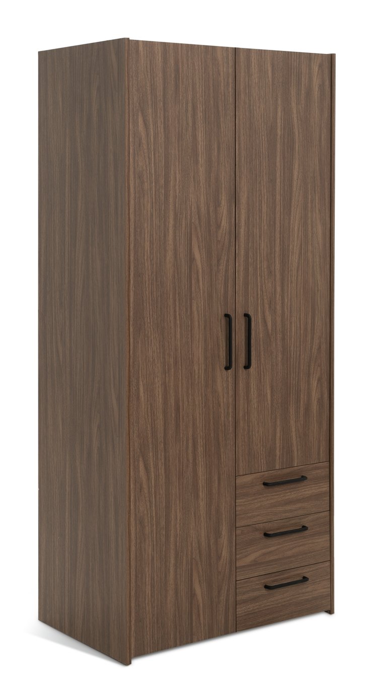 Habitat Oldham 2 Door 3 Drawer Wardrobe - Walnut