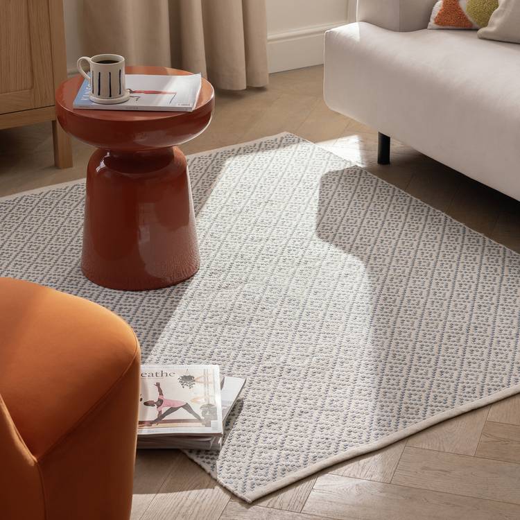 Habitat Modern Country Diamond Blue Flatweave Rug -120x170cm 0