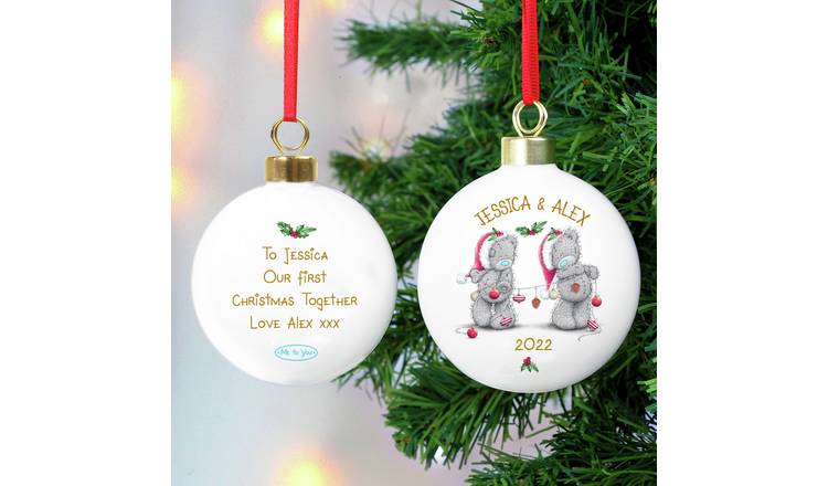 Personalised Message Me To You Couple Christmas Bauble-White