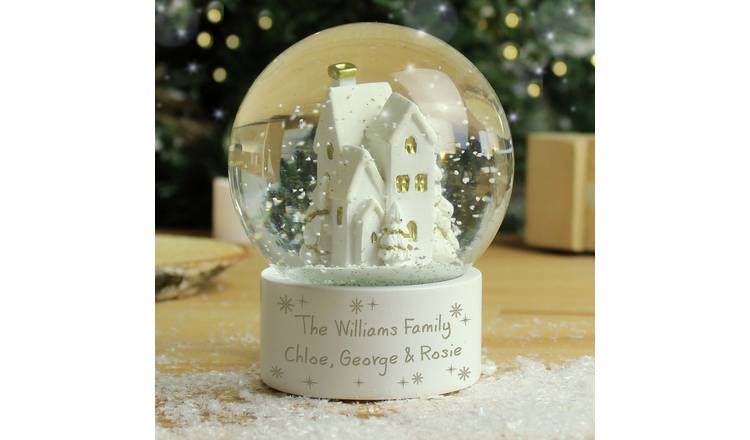 Personalised Message Village Glitter Christmas Snow Globe