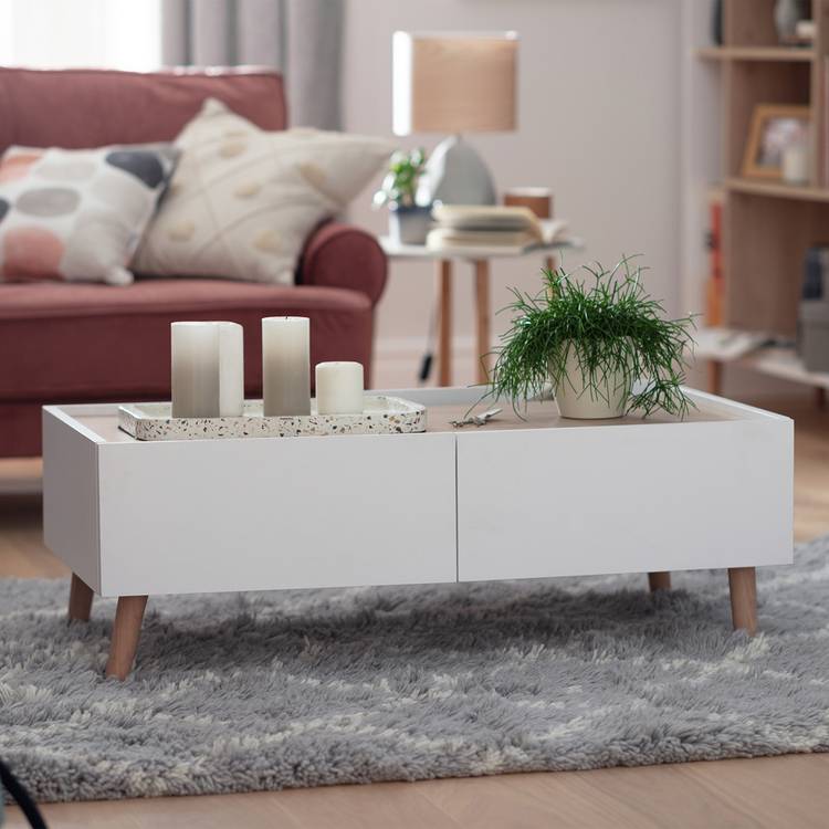Habitat Skandi 2 Drawer Coffee Table - White Two Tone 0