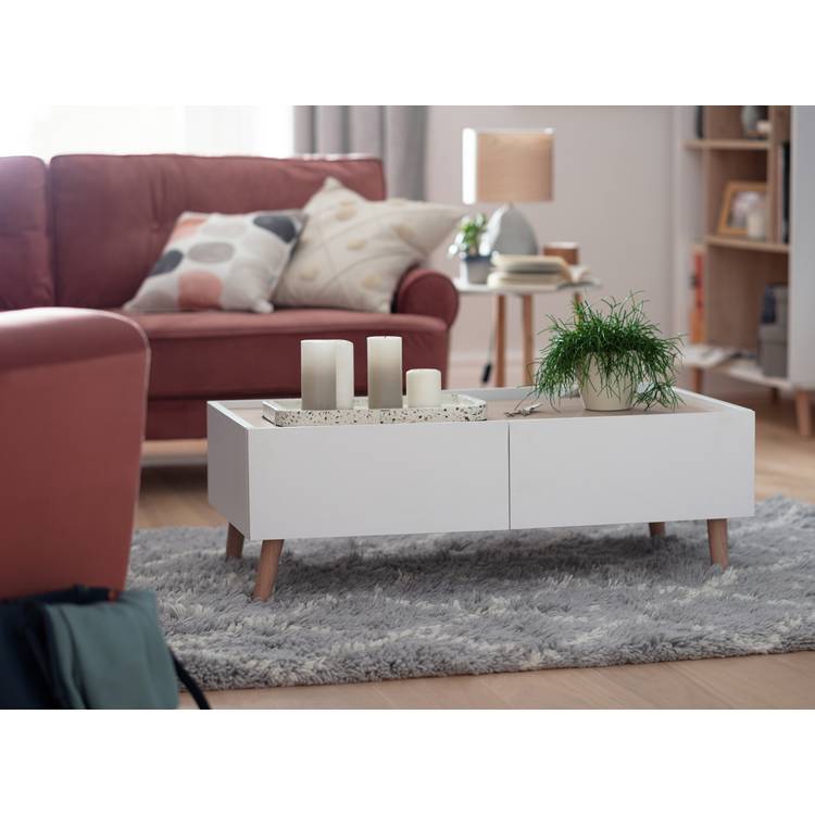 Habitat Skandi 2 Drawer Coffee Table - White Two Tone 0