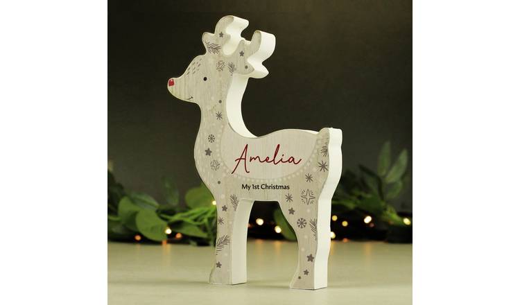 Personalised Message Red Nosed Reindeer Christmas Decoration