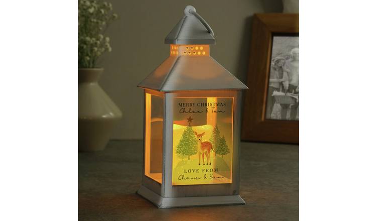 Personalised Message White LED Christmas Deer Lantern