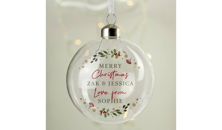 Personalised Message Glass Christmas Bauble - Clear