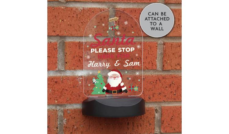 Personalised Message Christmas Santa Stop here Solar Light