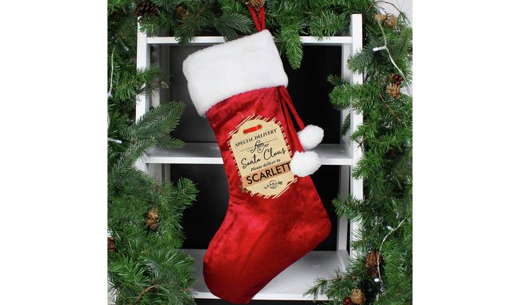 Personalised Message Special Delivery Red Christmas Stocking