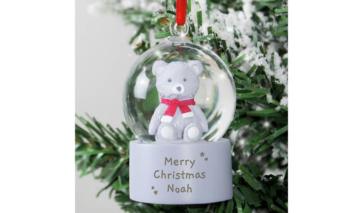 Personalised Message Teddy Bear Glitter Christmas Snow Globe