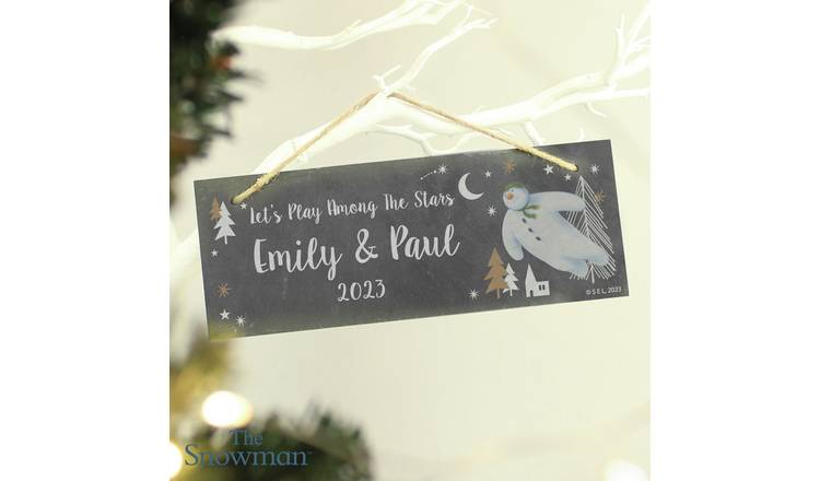 Personalised Message The Snowman Christmas Slate Plaque