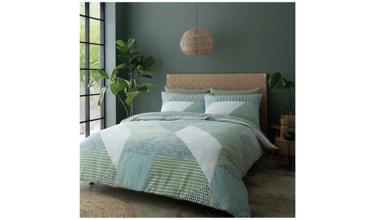 Catherine Lansfield Geometric Print Green Bedding Set-Single