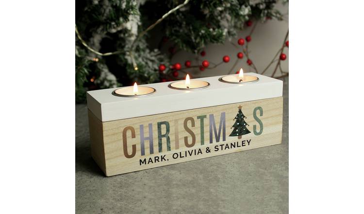 Personalised Message Tea Light Box Christmas Decoration