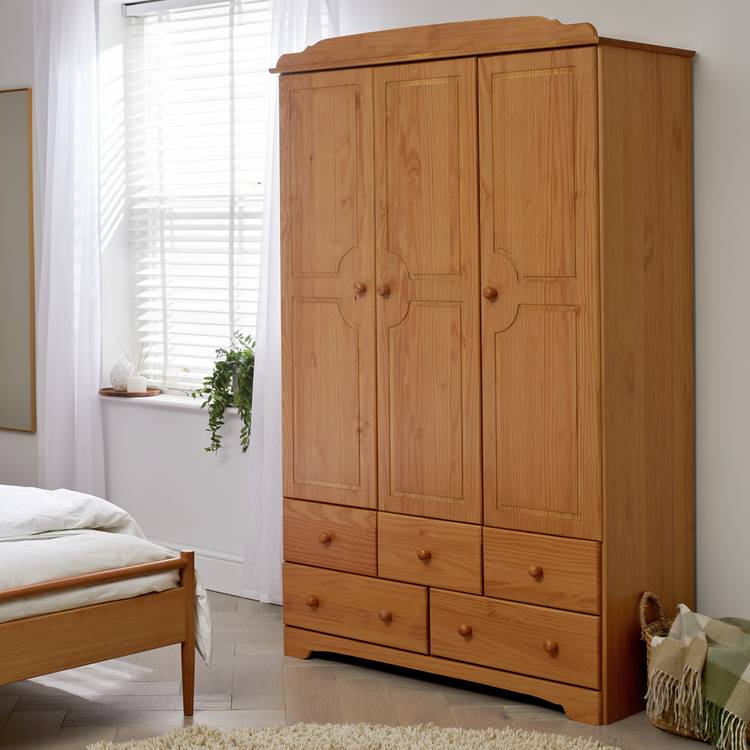 Argos Home Nordic 3 Door 5 Drawer Wardrobe - Pine 0