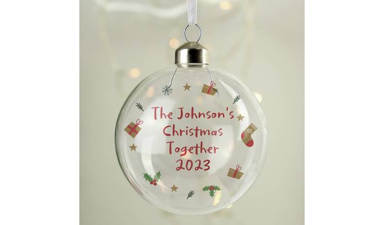 Personalised Message First Christmas Bauble - Clear