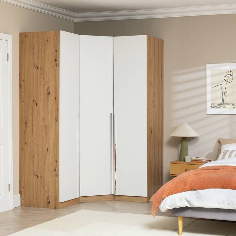 Habitat Munich Corner 3 Door Wardrobe - Oak 0