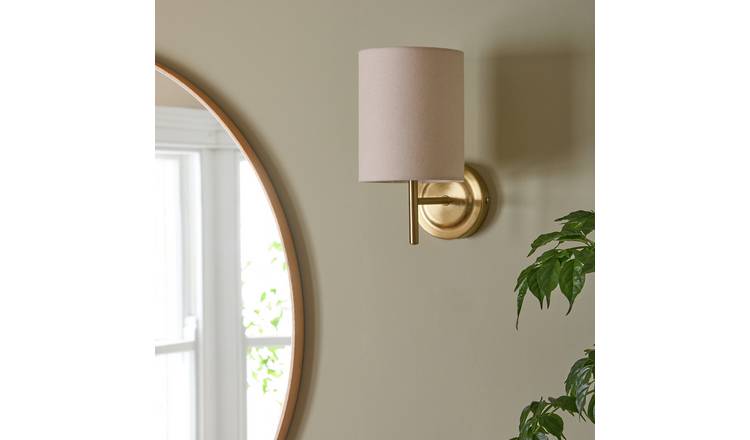 Argos Home Candelabra Steel Wall Light -  Brass & Natural