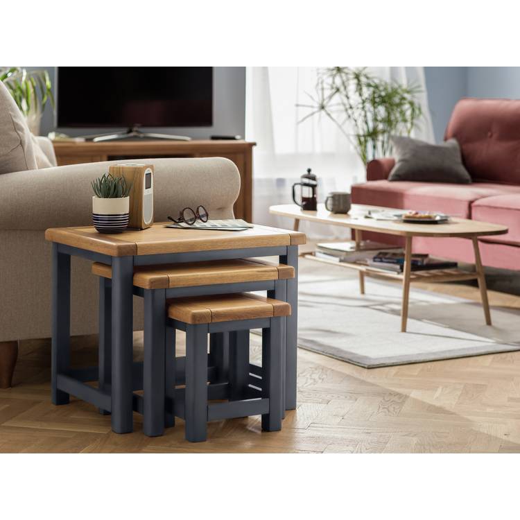 Argos Home Kent Nest of 3 Tables - Grey & Oak 0