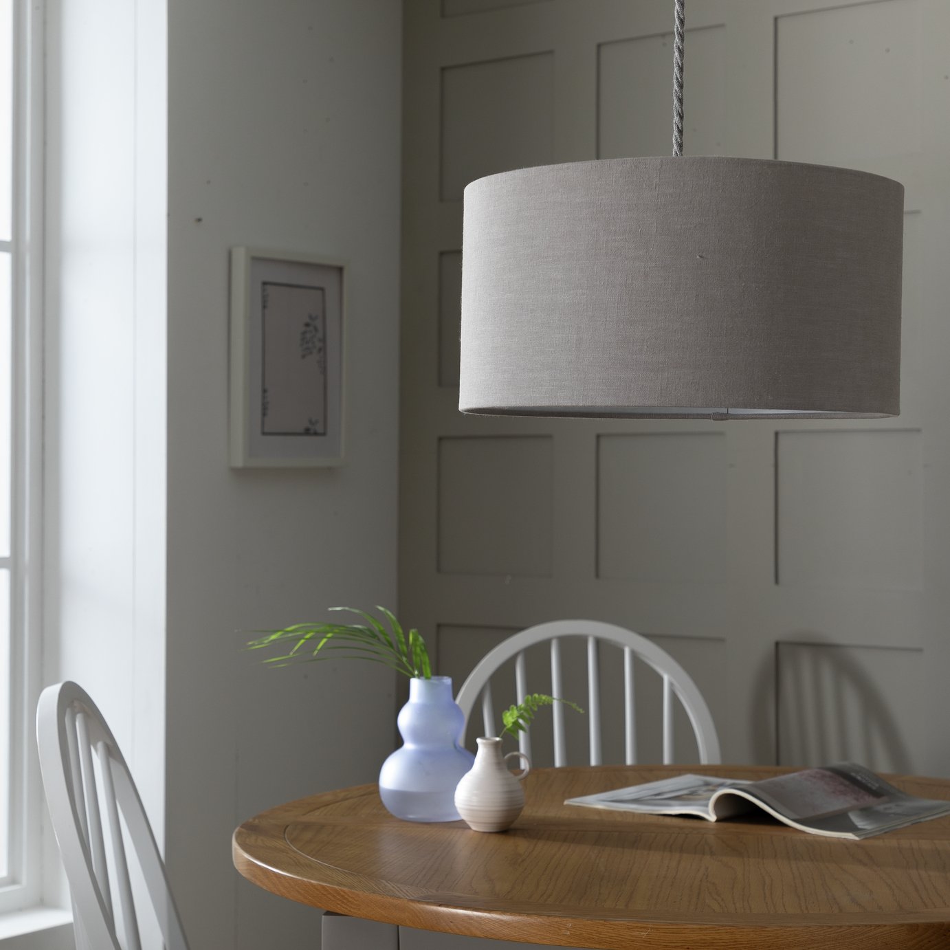 Buy Habitat Grey Linen Effect Easy Fit Drum Lampshade - 35cm | Lamp ...