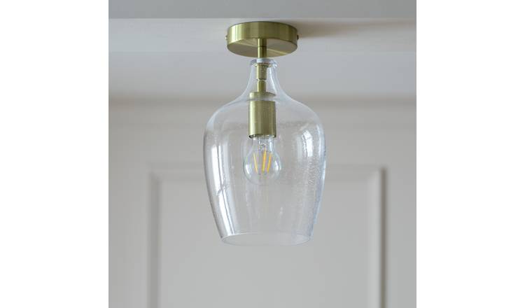 Habitat Abas Glass Flush to Ceiling Light - Satin Brass