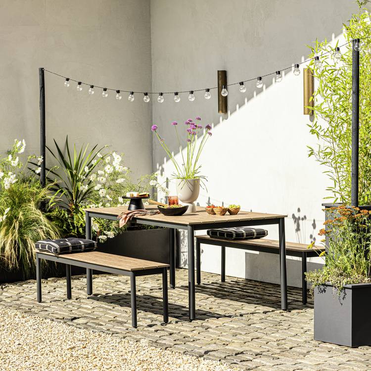 Buy Habitat Loft Living 6 Seater Wooden Patio Set Natural Garden furniture sets Habitat