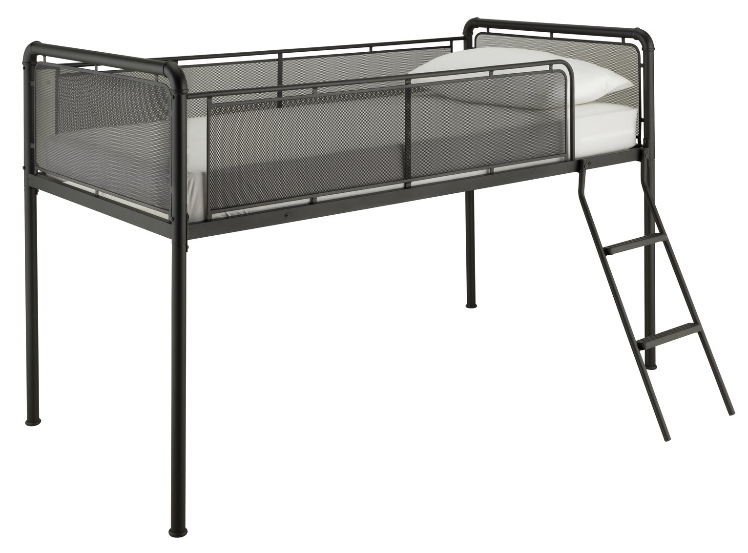 white metal mid sleeper bed