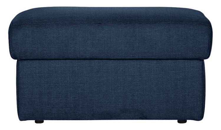 Navy footstool deals with storage