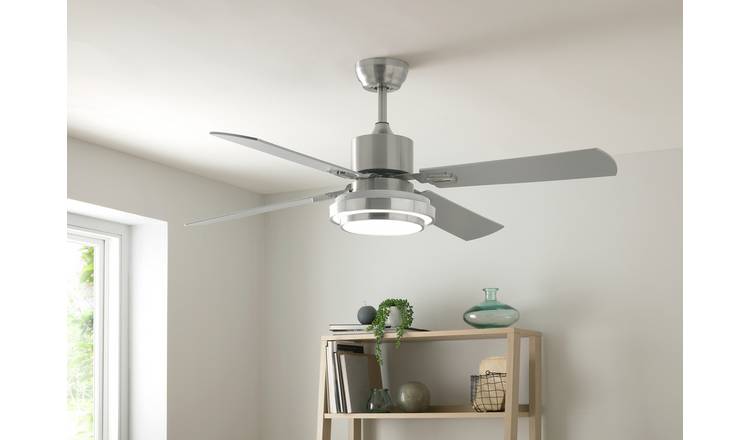 Buy Argos Home Satin Nickel Remote Control Ceiling Fan - Silver ...